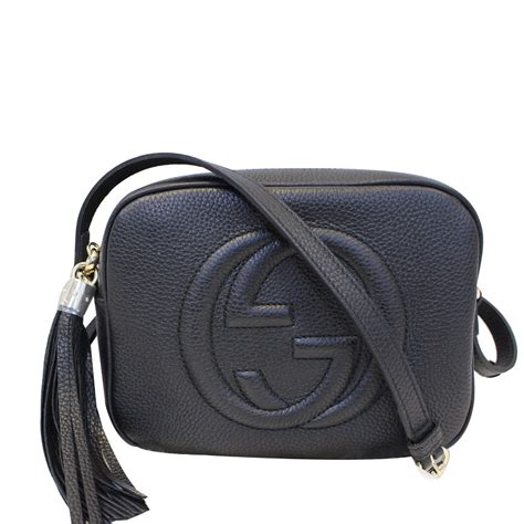 black leather gucci disco purse|vintage black gucci shoulder bag.